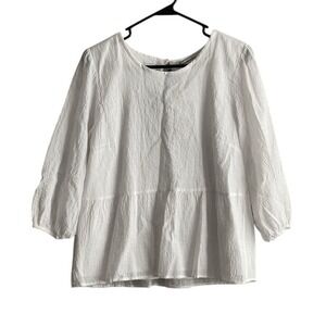 Abercrombie & Fitch Women Peplum Top White Large Key Hole Back NWT